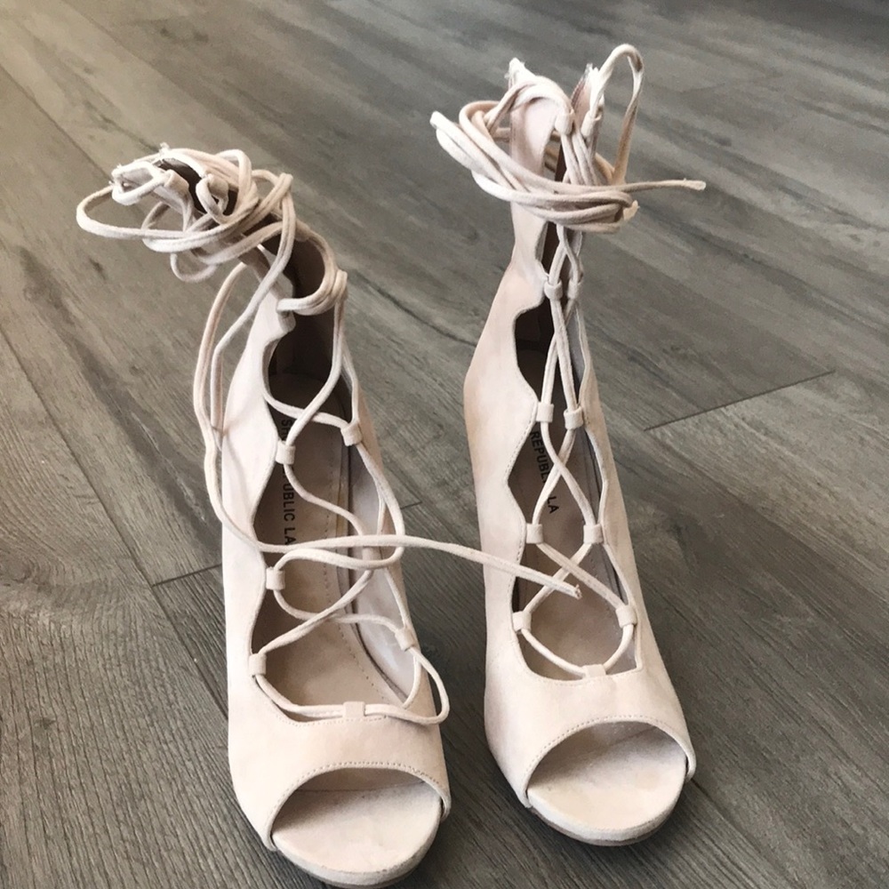 Nude straps heels